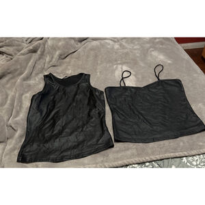 Women's SHEIN Black Faux Leather Tank Tops Set S